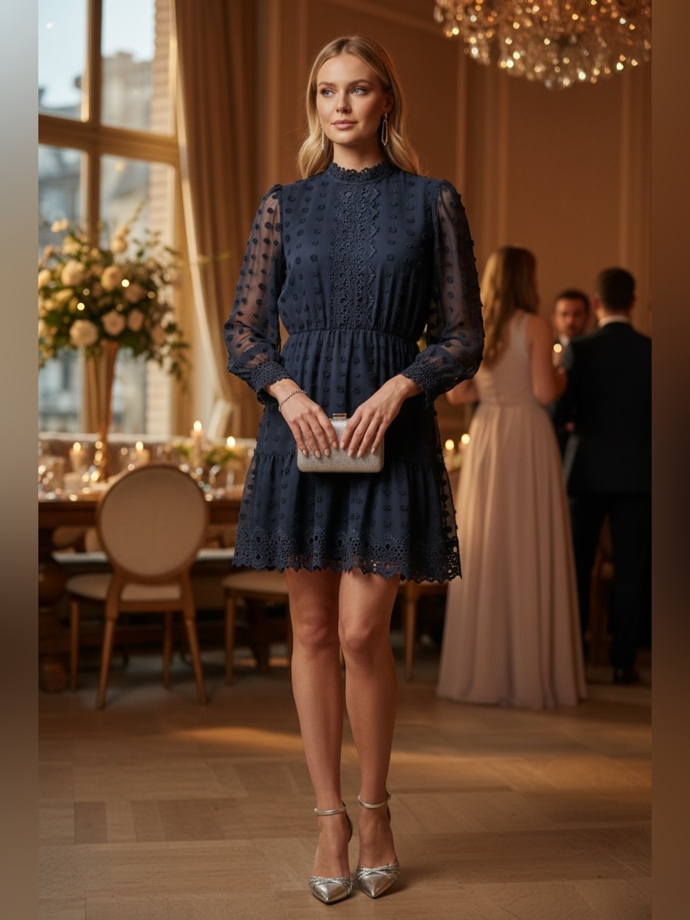 Cupshe Black Dress with Lace Accents